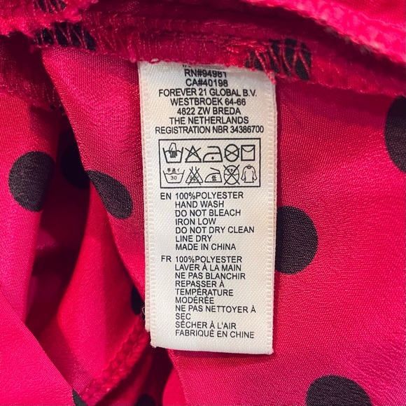 Forever 21 Hot Pink & Black Polka Dot High-Waisted Pleated Flared Pocket Shorts - Picture 10 of 11